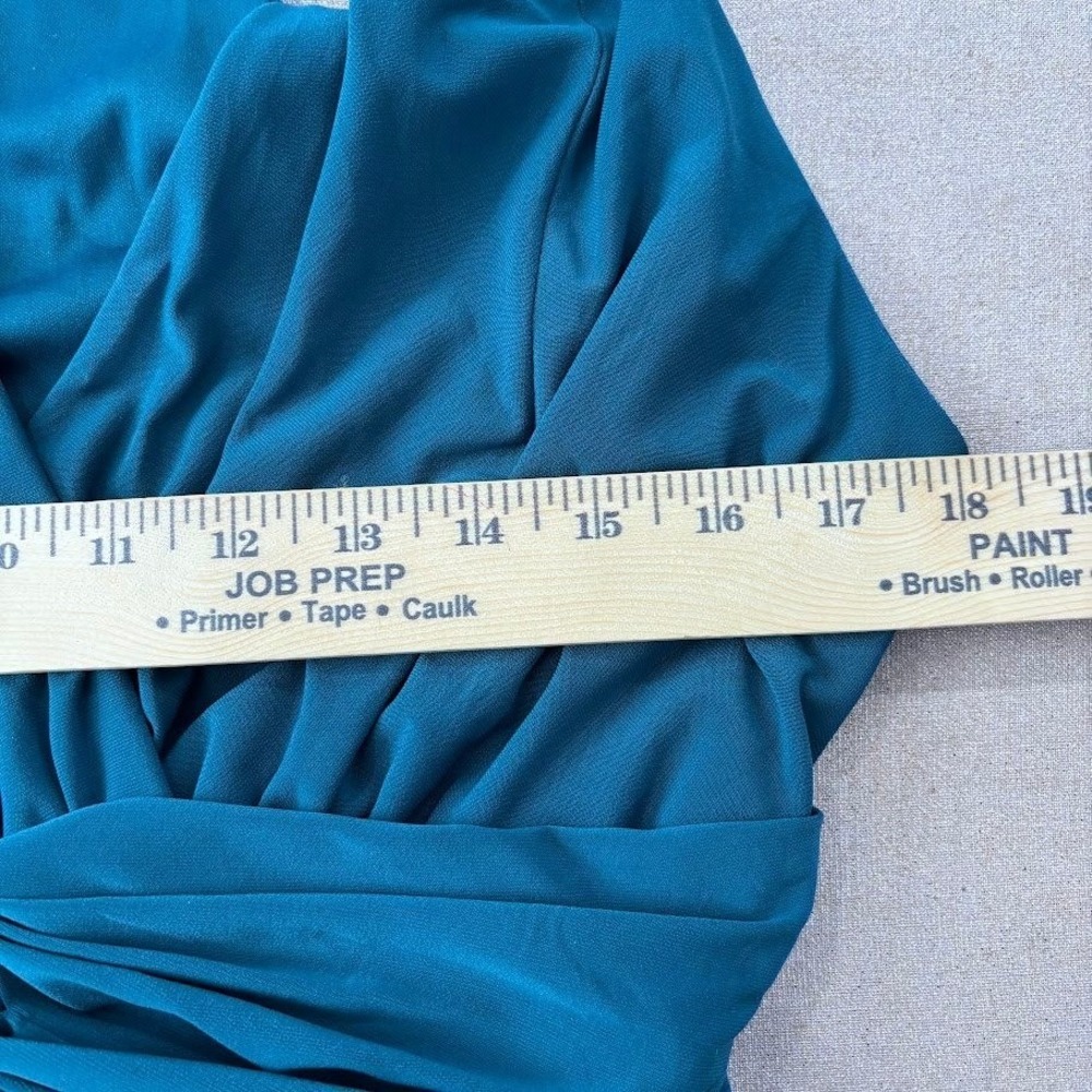 Evan-Picone Teal Blue Halter Wrap V-Neck Midi Dress Womens Size 10 Cocktail - Picture 8 of 11